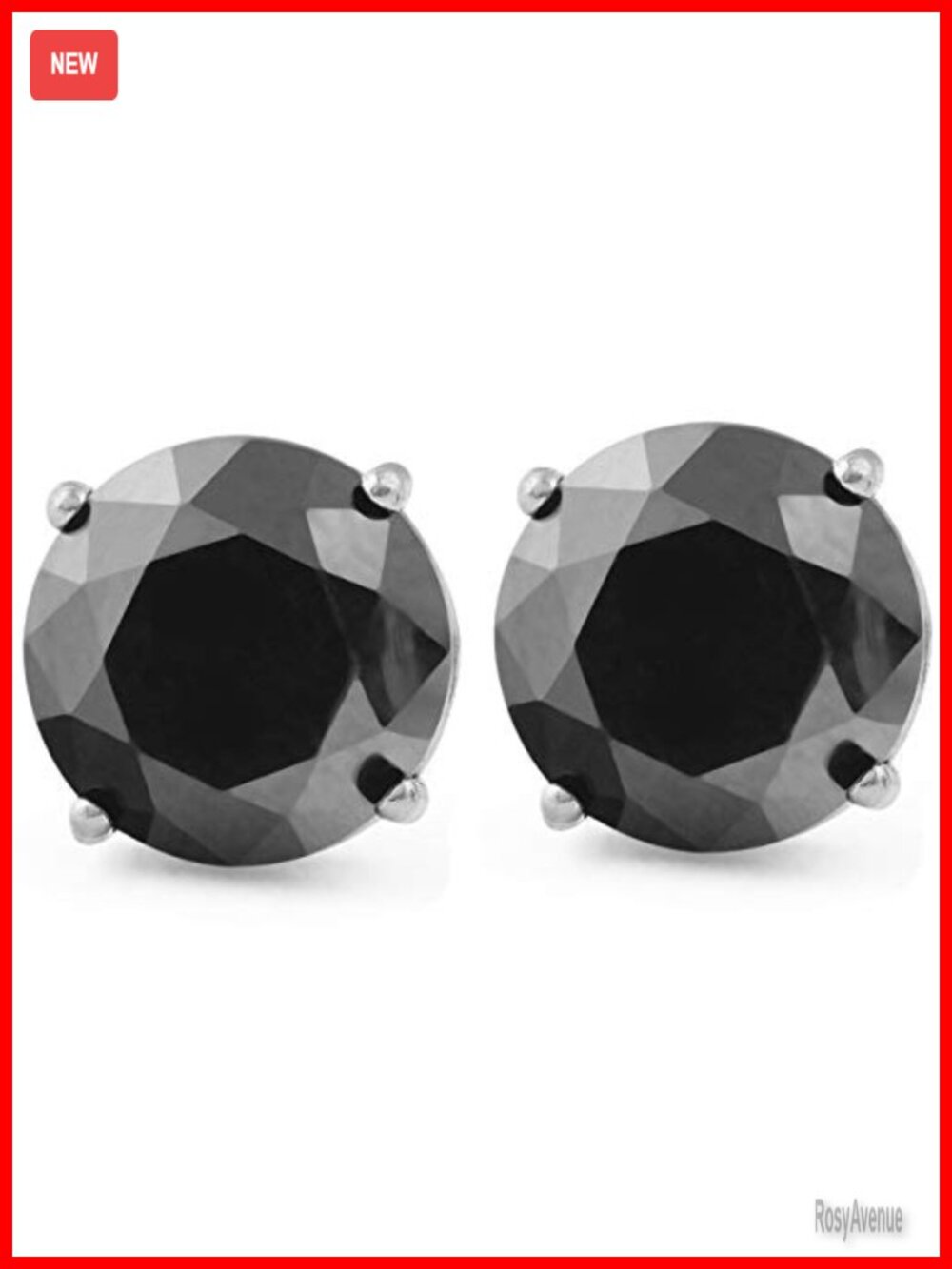 2Ct Treated Black Diamond Stud Earrings 14K White Gold Basket Setting